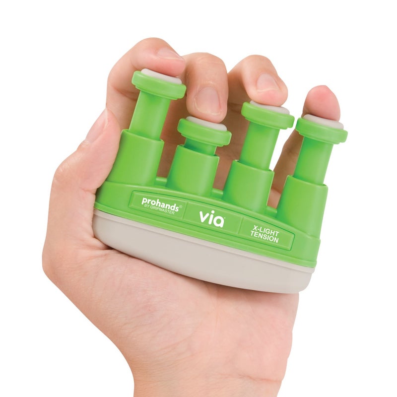 Prohands VIA Hand Exerciser, Finger Exerciser (Hand Grip Strengthener), Spring-Loaded, Finger-Piston System, Isolate and Exercise Each Finger, (2 lb X-Light Tension, Green-Via) - Image 3